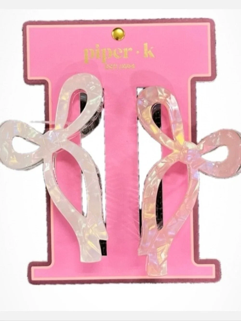 💕▪️piper•k▪️ Iridescent Pearl Bow Hair Clips Set Of 2